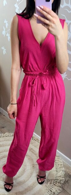 Kombinezon damski maxi ciemny róż (1)