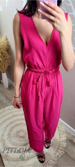 Kombinezon damski maxi ciemny róż