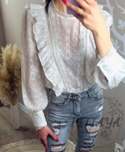 Koszula damska z falbankami biała