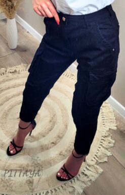 Spodnie damskie bojówki czarne (1)