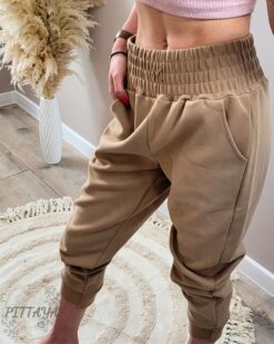 Spodnie damskie dresowe brązowe (1)