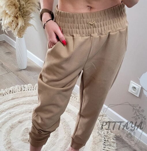 Spodnie damskie dresowe brązowe