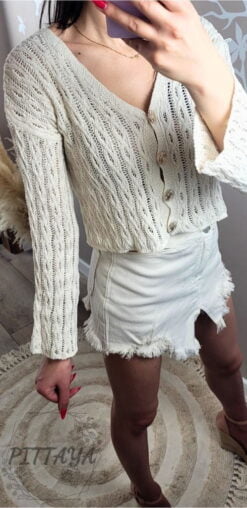 Sweter damski krótki beżowy (1)